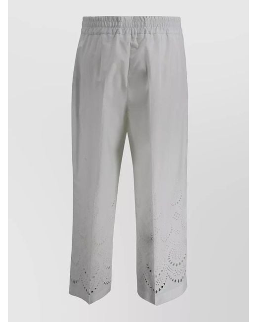 P.A.R.O.S.H. Gray Cropped Trousers Featuring Adjustable Drawstring Waist