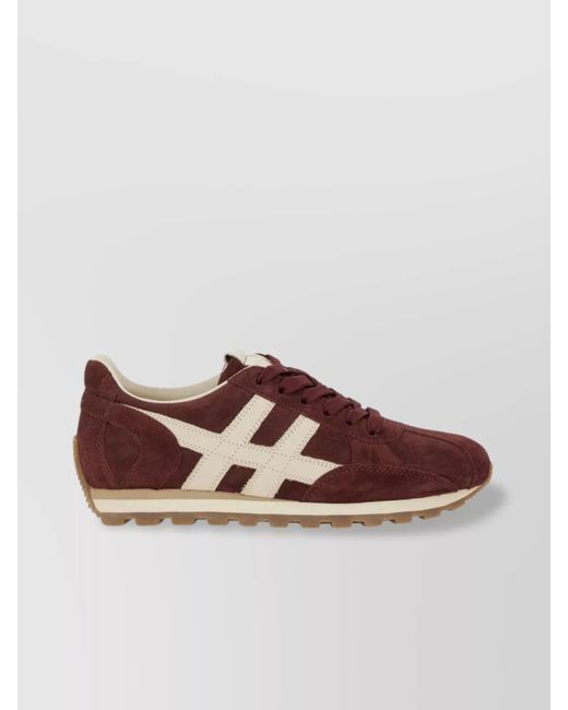 Hogan Brown Sneakers With Stripe Detail And Suede Finish