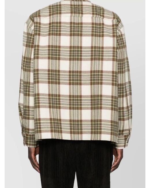 AMI Natural Virgin Wool Checked Shirt Jacket for men