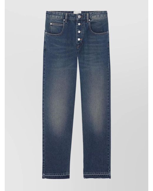 Isabel Marant Women's Blue Denim High-Rise Slim-Fit Cropped Pants