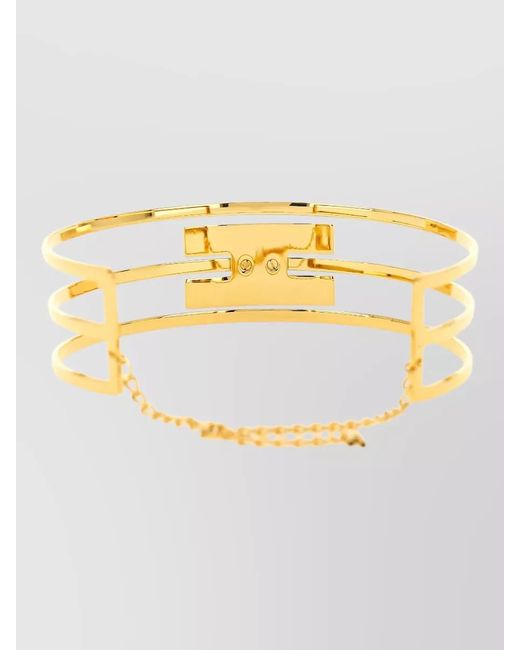 Elisabetta Franchi Metallic Logo Chain Bracelet Tone Adjustable
