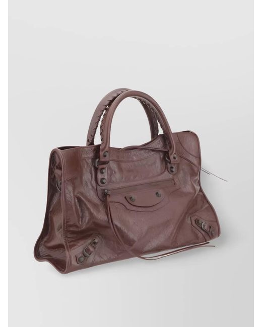 Balenciaga Brown Le City Medium Leather Shoulder Bag