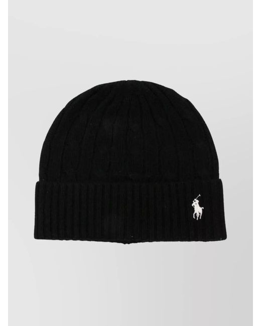 Polo Ralph Lauren Black Wool And Cashmere Knit Beanie Hat