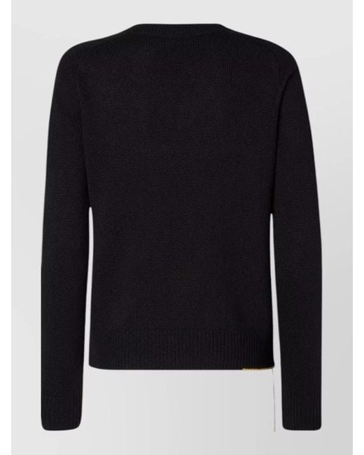 Fendi Black Cashmere Ribbed Slim-Fit V-Neck Long-Sleeve Sweater