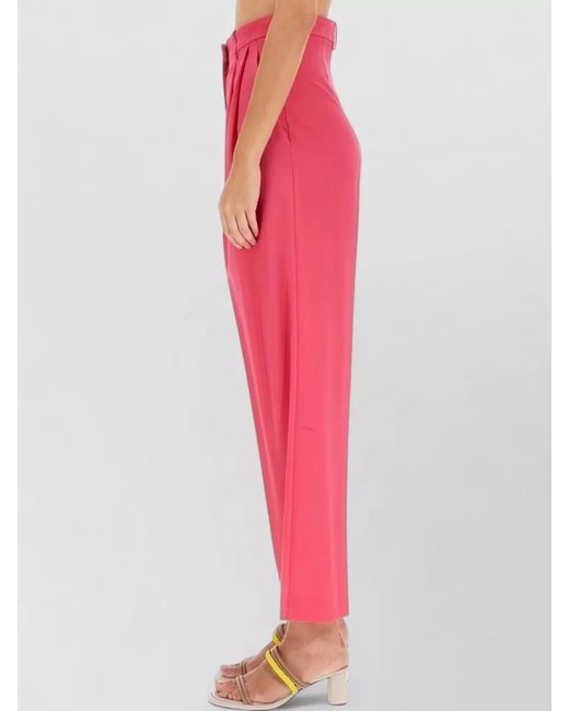 Alysi Pink Wool Pants Belt Loops Pleated Regular Fit