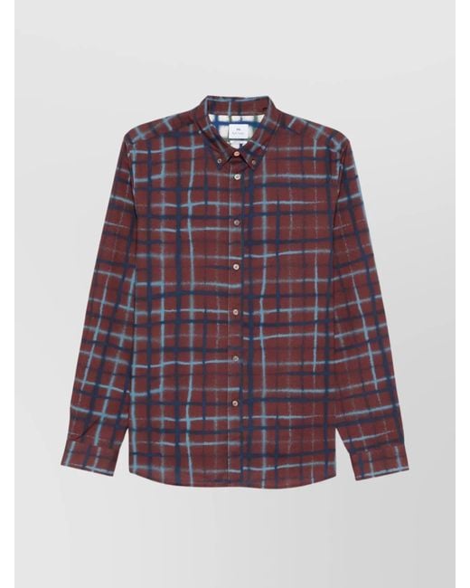 Paul Smith Purple Organic Cotton Check-Pattern Shirt for men
