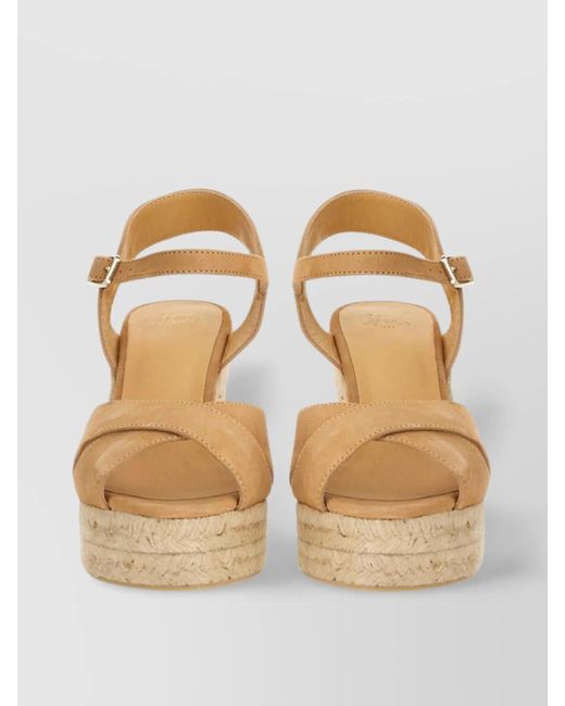 Castaner Metallic Leather Wedge Sandals