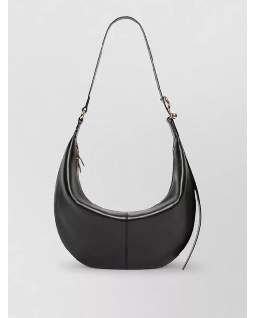 Sportmax Black Nappa Leather Hobo Bag Floral Appliqué