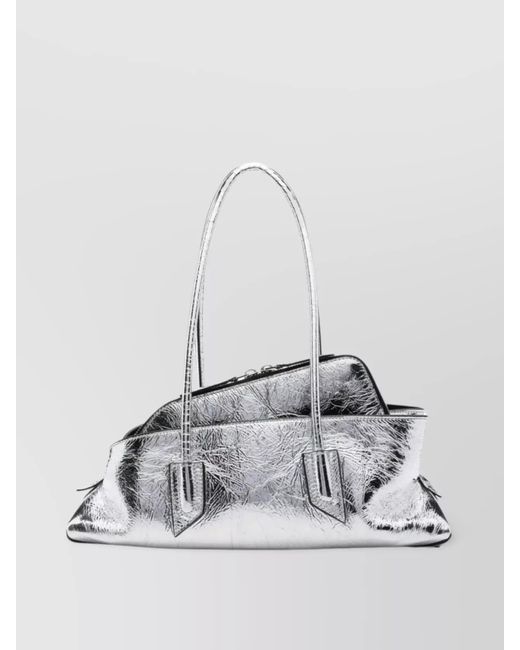 The Attico White Small Round Handle Shoulder Bag