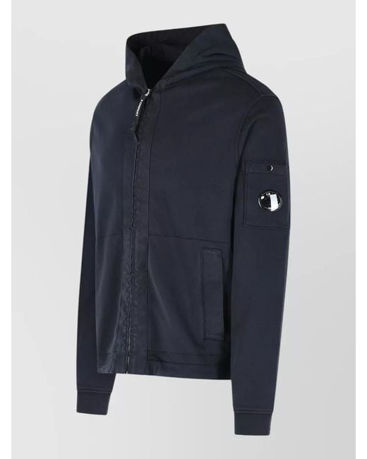 C P Company Blue Cotton Hooded Jacket for men