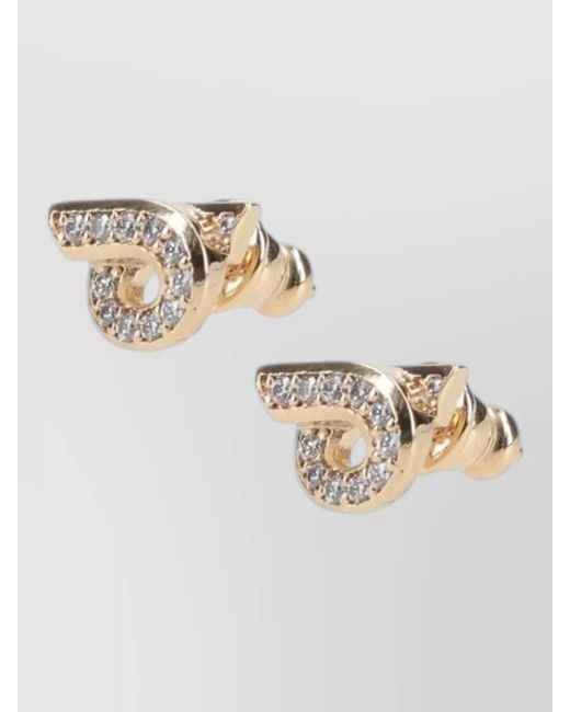 Ferragamo Metallic Crystal Stud Earrings Refined Jewelry Piece