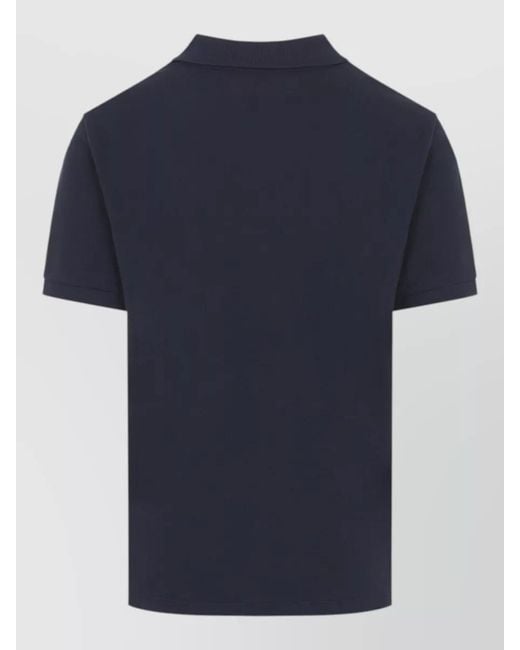 Céline Blue Polo Shirt Straight Fit Piqué Cotton Collar for men