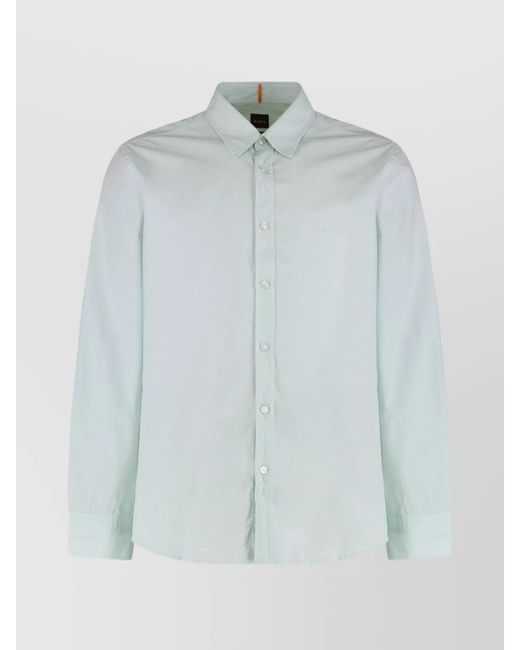Boss White Versatile Cotton Poplin Long Sleeve Shirt for men