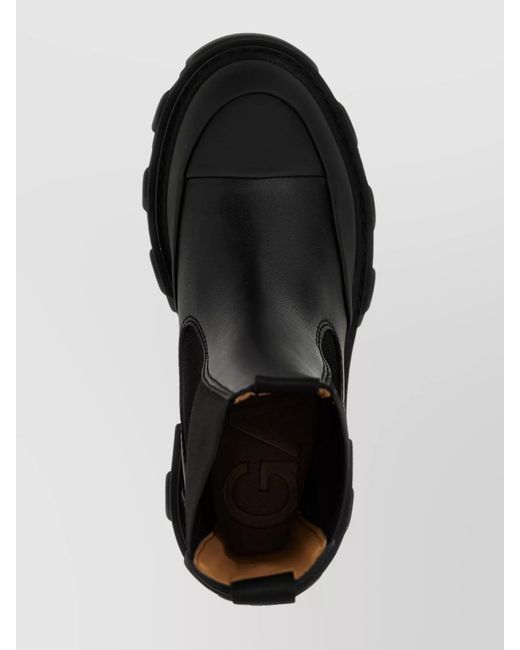 Ganni Black Leather Chelsea Ankle Boots