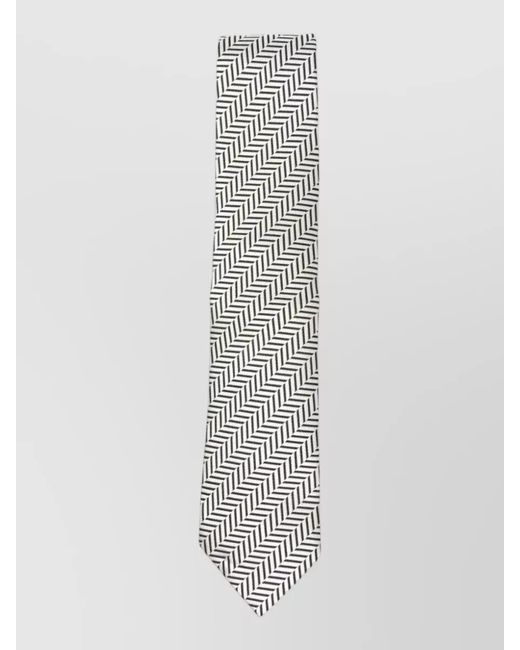 Tom Ford White Silk Tie Herringbone Pattern Pointed Tip for men
