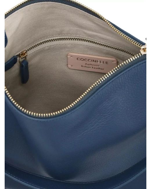 Coccinelle Blue Leather Shoulder Bag Removable Handle Strap