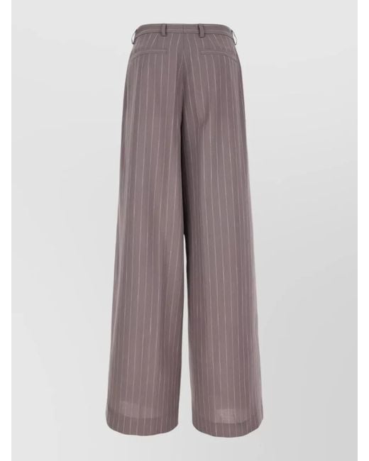 Dries Van Noten Multicolor Embroidered Cotton Trousers Pinstripe Belt Loops