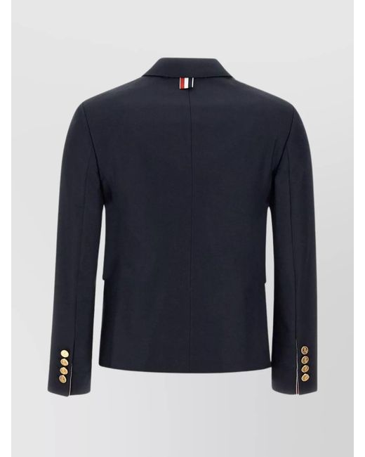 Thom Browne Blue Wool Single-Breasted Cropped Blazer