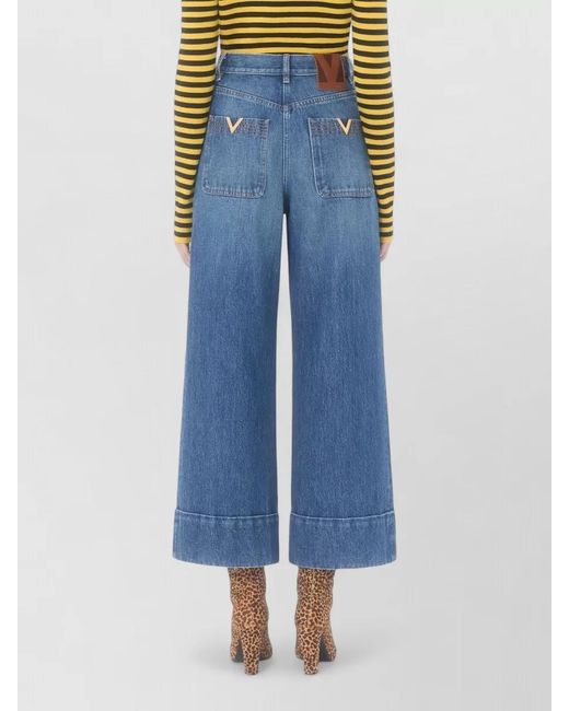 Valentino Blue Denim Wide-Leg Jeans