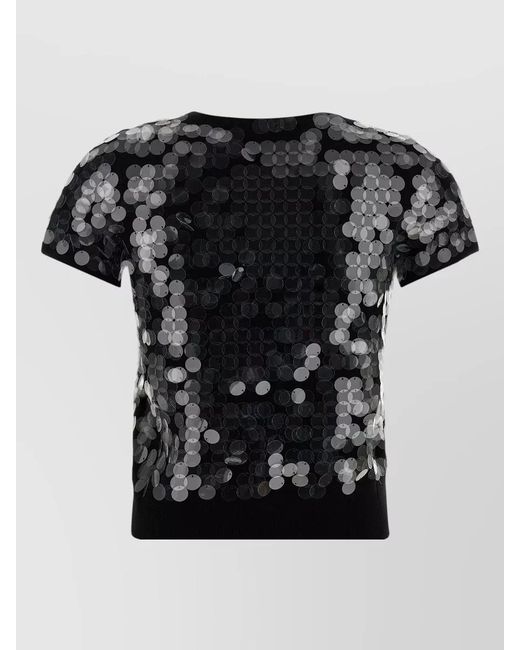 Max Mara Black Virgin Wool Sequined Short-Sleeve Sweater