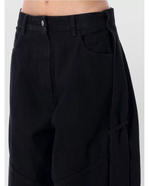 The Attico Black Denim Wide-Leg Trousers