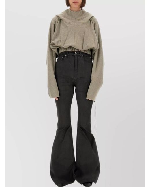 Rick Owens Gray Cropped Hooded Sweatshirt
