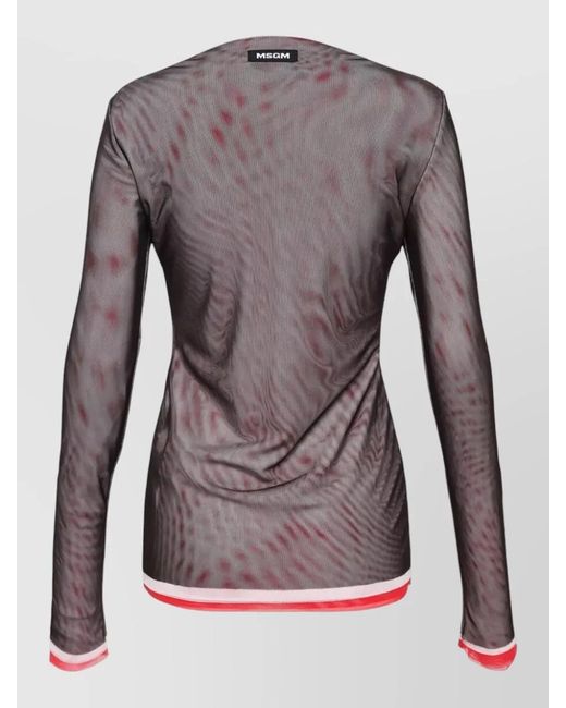 MSGM Brown Slim-Fit Long-Sleeve Blouse