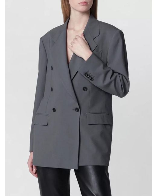 Tagliatore Gray Single Breasted Jacket Notch Lapel Pockets