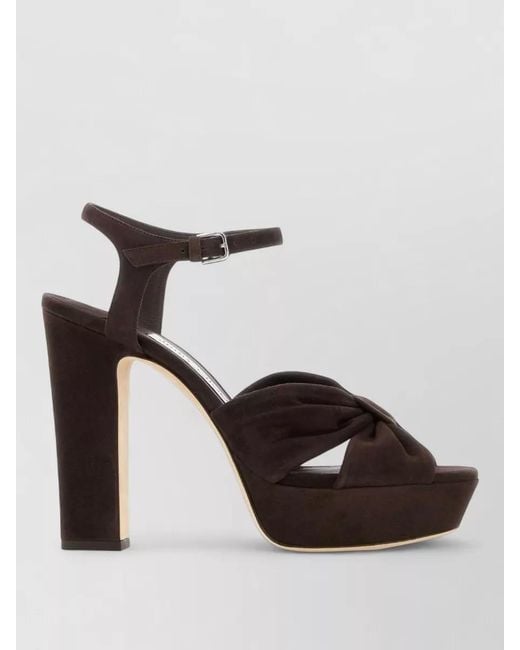 Jimmy Choo Black Heloise Suede Platform Ankle Strap Sandals