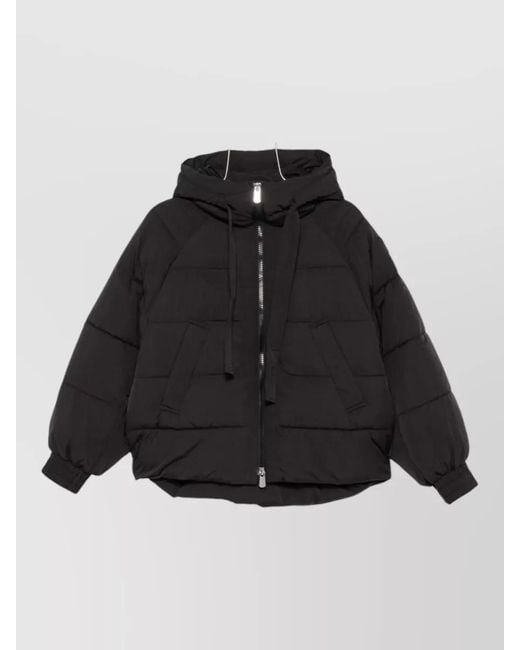 Pinko Black Hooded Long Sleeve Relaxed Fit Coat