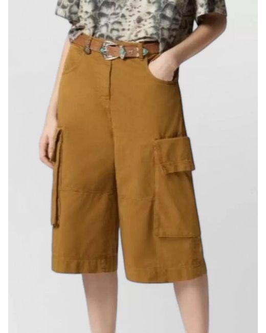 Pinko Natural Albareto Bermuda High Waist Cargo Shorts