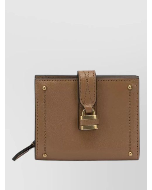Chloé Brown Paddington Wallet Buckle Detail Goldtone Hardware
