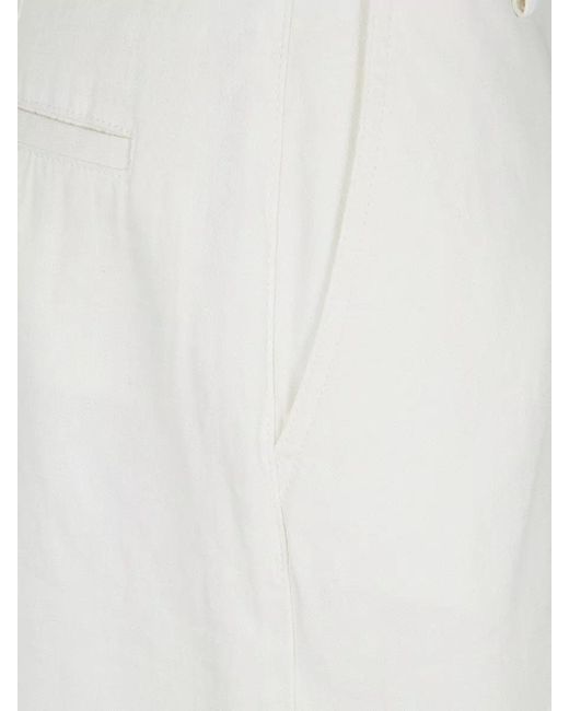 7 For All Mankind White High-Rise Pleated Wide-Leg Trousers