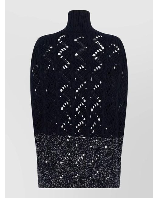 Fabiana Filippi Blue High Neck Knit Turtleneck Color Block Sweater