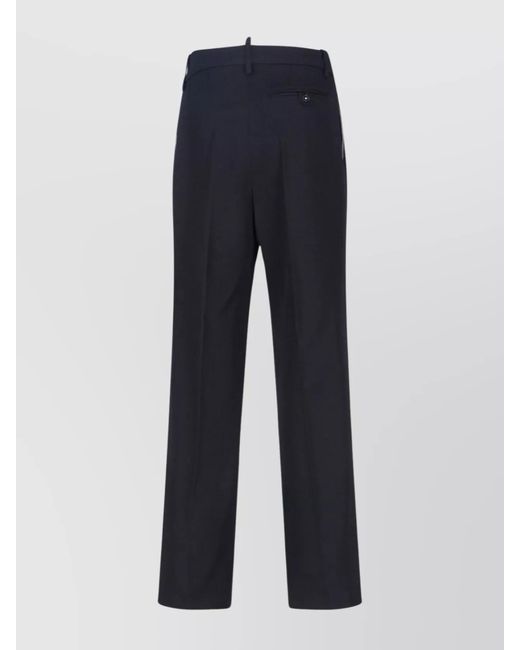 Victoria Beckham Blue Virgin Wool Straight-Leg Tailored Trousers