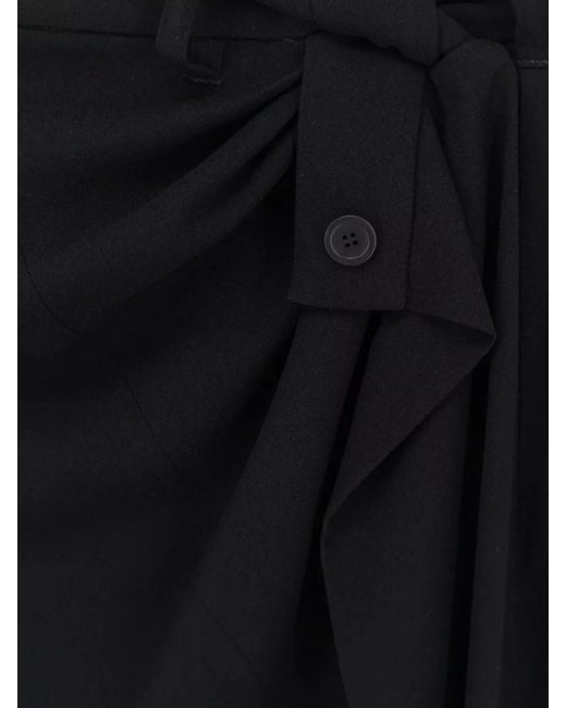 Balenciaga Black Draped Midi Wrap Skirt