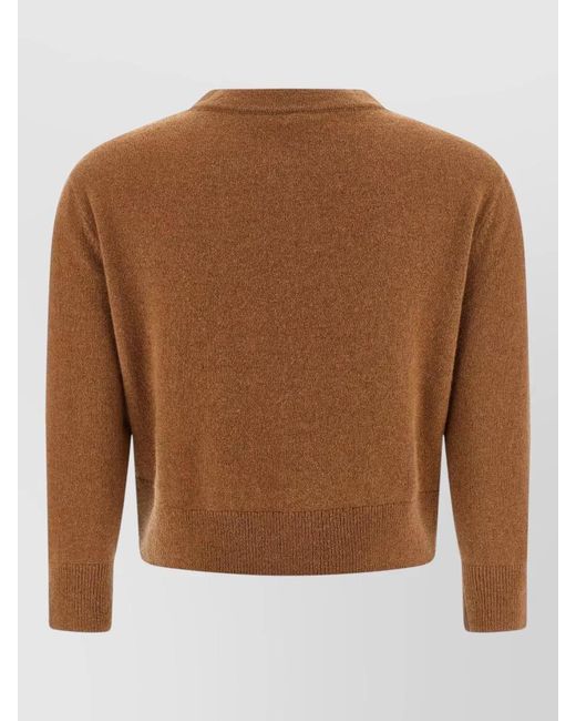 R13 Brown Cashmere Cropped V-Neck 3/4-Sleeve Knot Cardigan