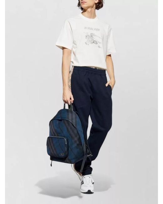 Burberry Blue Cotton Slim-Fit Track Pants for men