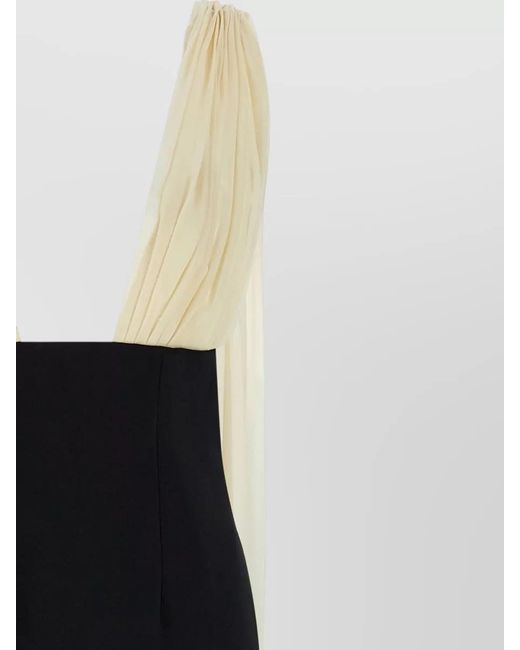 ARMARIUM Black Mara Dress Sheer Pleated Sleeveless Slit