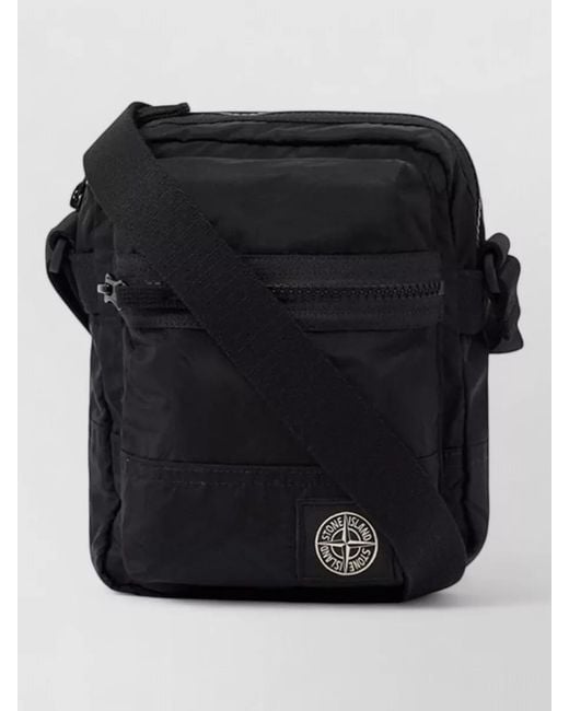 Stone Island Black Nylon Tape Shoulder Strap Crossbody Bag for men
