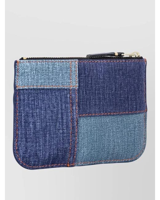 Comme des Garçons Blue Leather Zip Pouch