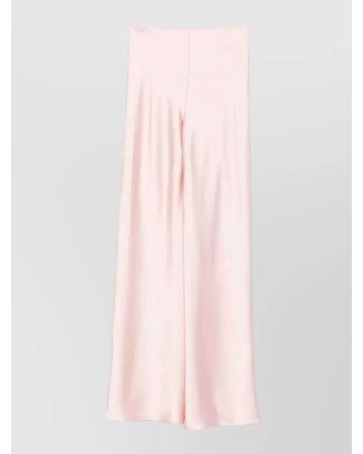 Norma Kamali Pink Satin High Waist Flared Hem Long Skirt