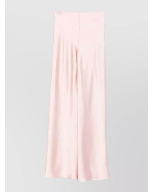 Norma Kamali Pink Satin Wide-Leg Trousers