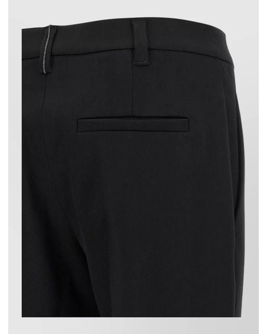 Brunello Cucinelli Black Monile Tailored Virgin Wool Tapered Pants