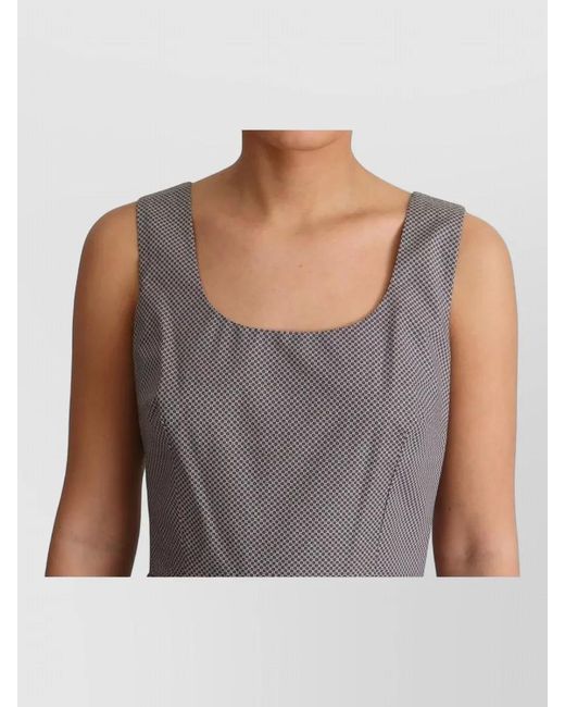 Dolce & Gabbana Gray Cotton Geometric Knee-Length Dress
