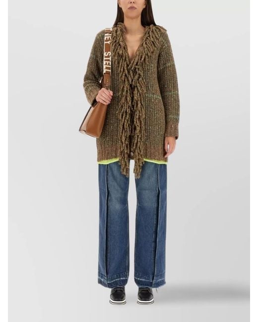 Stella McCartney Blue Wool Blend V-Neck Cardigan
