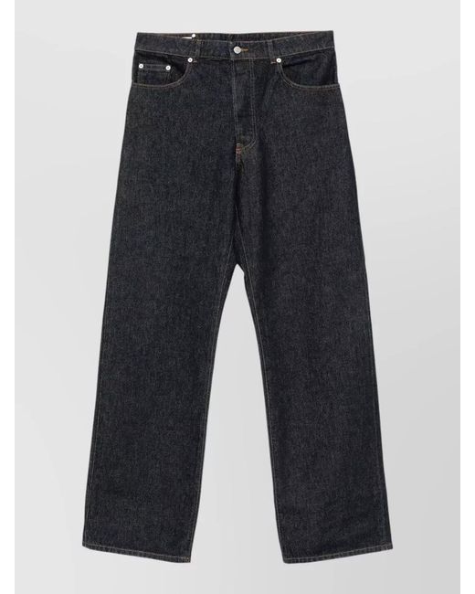 Dries Van Noten Blue Cotton Straight-Leg Jeans for men