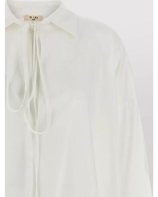 DI.LA3 PARI' White Long Shirt Collar And Tie Detail