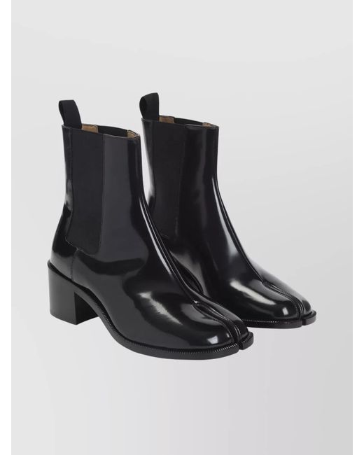 Maison Margiela Black Patent Leather Ankle Chelsea Boots