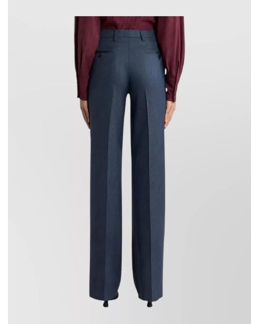 Etro Blue Tailored Suit Trousers High Waist